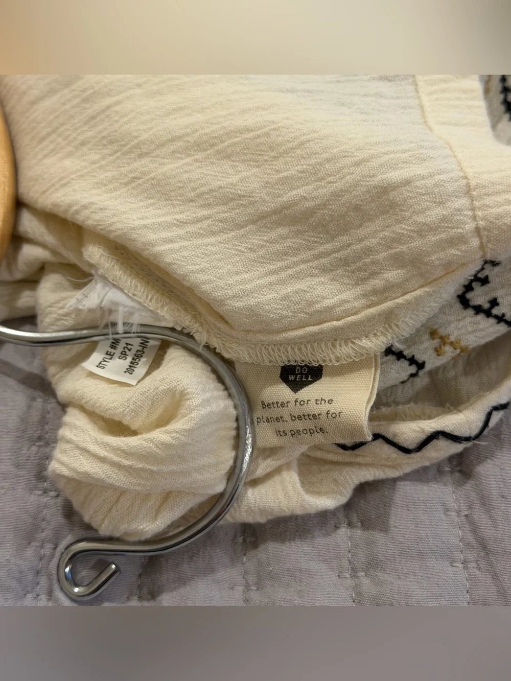 Madewell Embroidered Peasant Top S Antique Cream 100% Cotton Boho